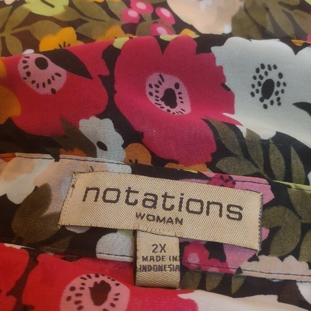 Notations women's plus size 2x floral long sleeve button up shirt blouse top - Picture 4 of 5